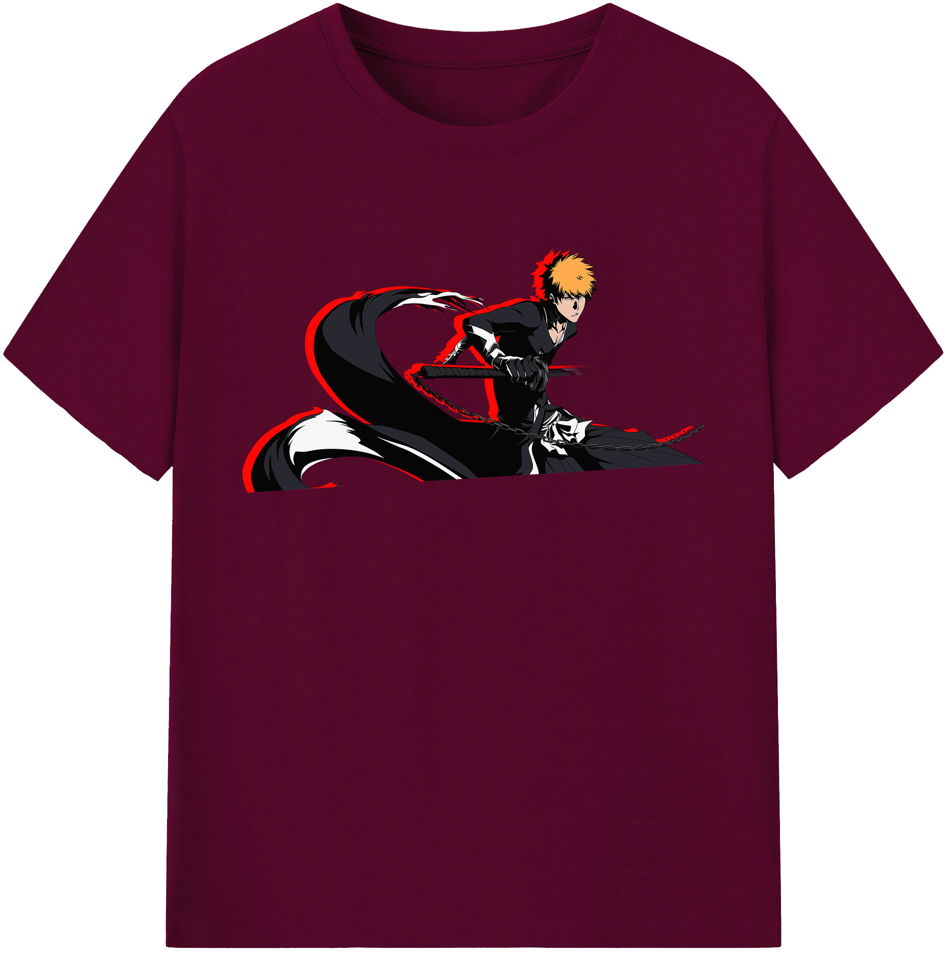 （画像用） ブリーチ 黒崎一護（くろさき いちご）BLEACH Kurosaki Ichigo レディースカジュアルプリントTシャツ（綿100％）